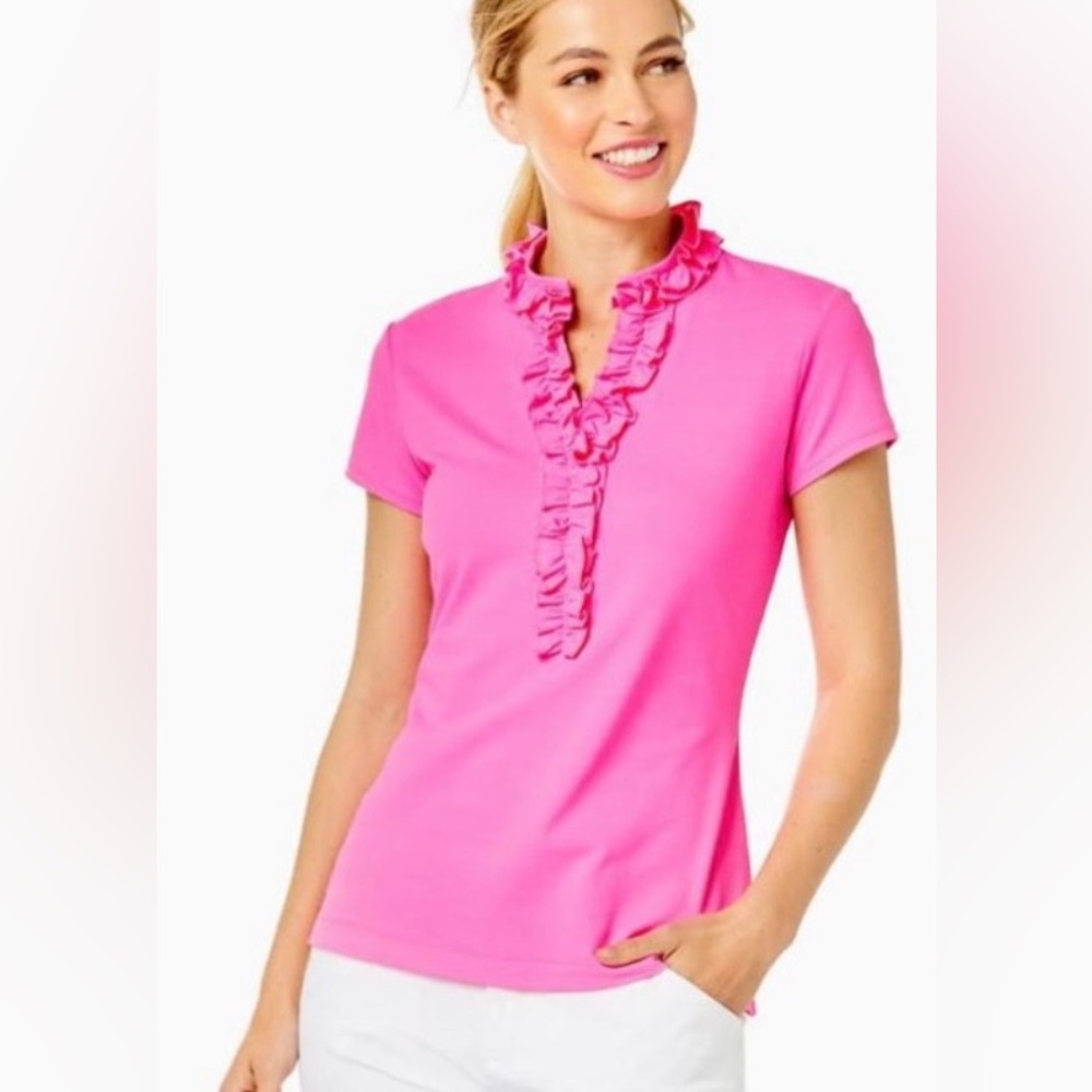 Lilly Pulitzer Bright Pink Ruffled Top